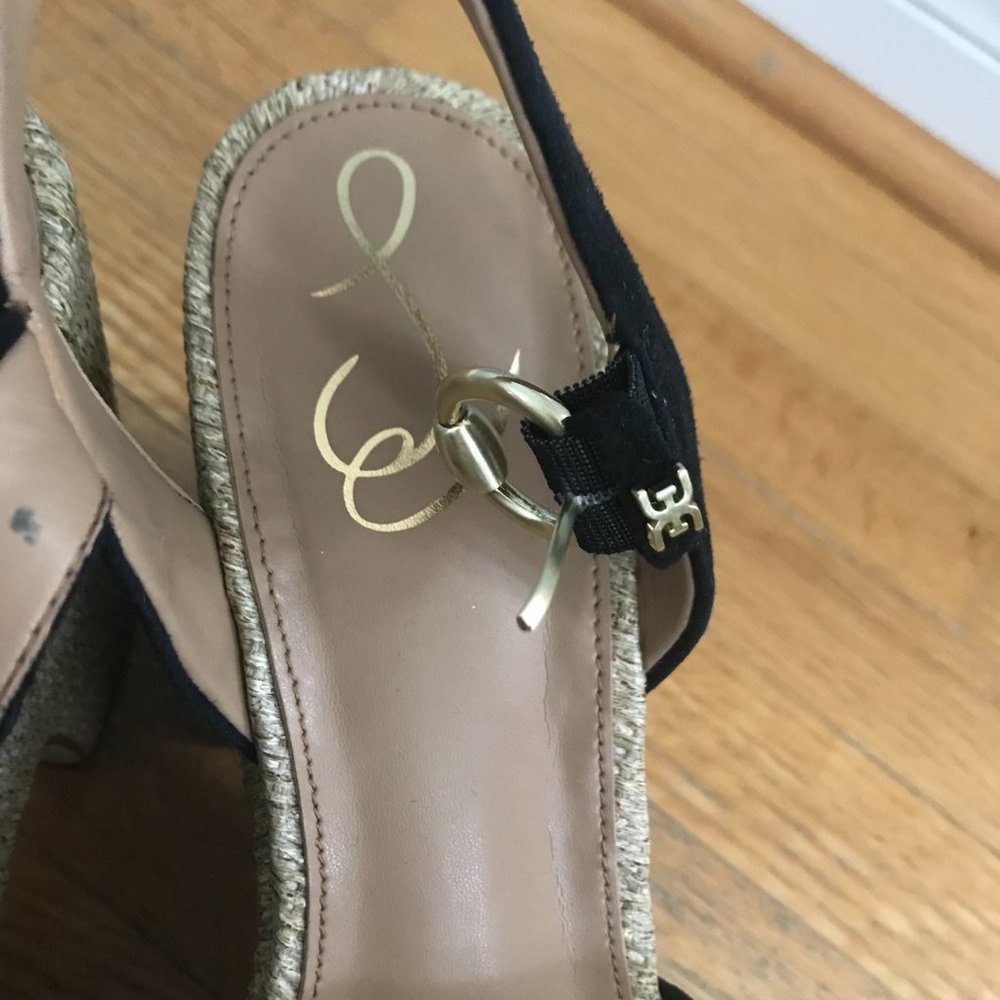 Black Platform Wedge Sandals with Ankle Strap - Picture 4 of 5